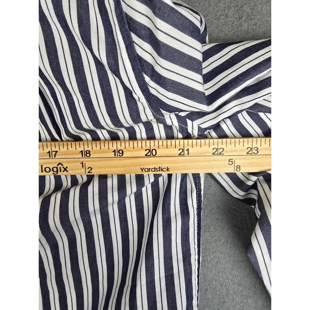 Quince Shirt Womens S Blue White Hudson Stripe Poplin Boyfriend Coastal Preppy